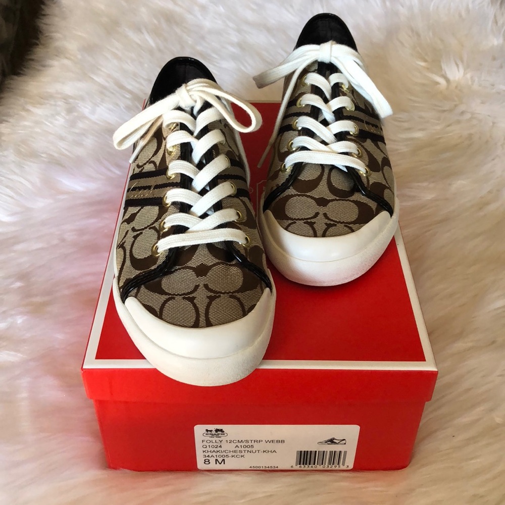 Coach Folly Khaki and Chestnut Sneakers